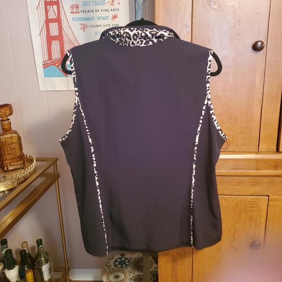 CJ Banks Set Vest Jacket Leopard Black - Picture 3 of 7